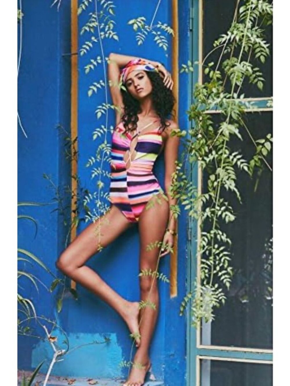NWT Mara Hoffman Multicolor Striped Cutout One Piece Swimsuit Size XS $228 [jb]